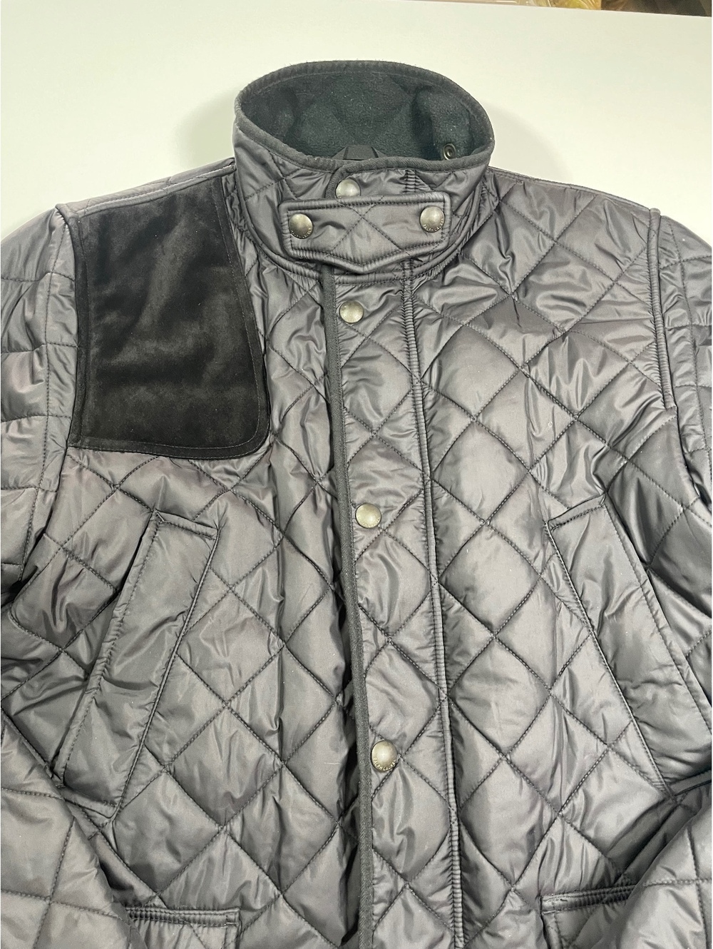 Polo by Ralph Lauren Men's Quilted Black Jacket with Leather